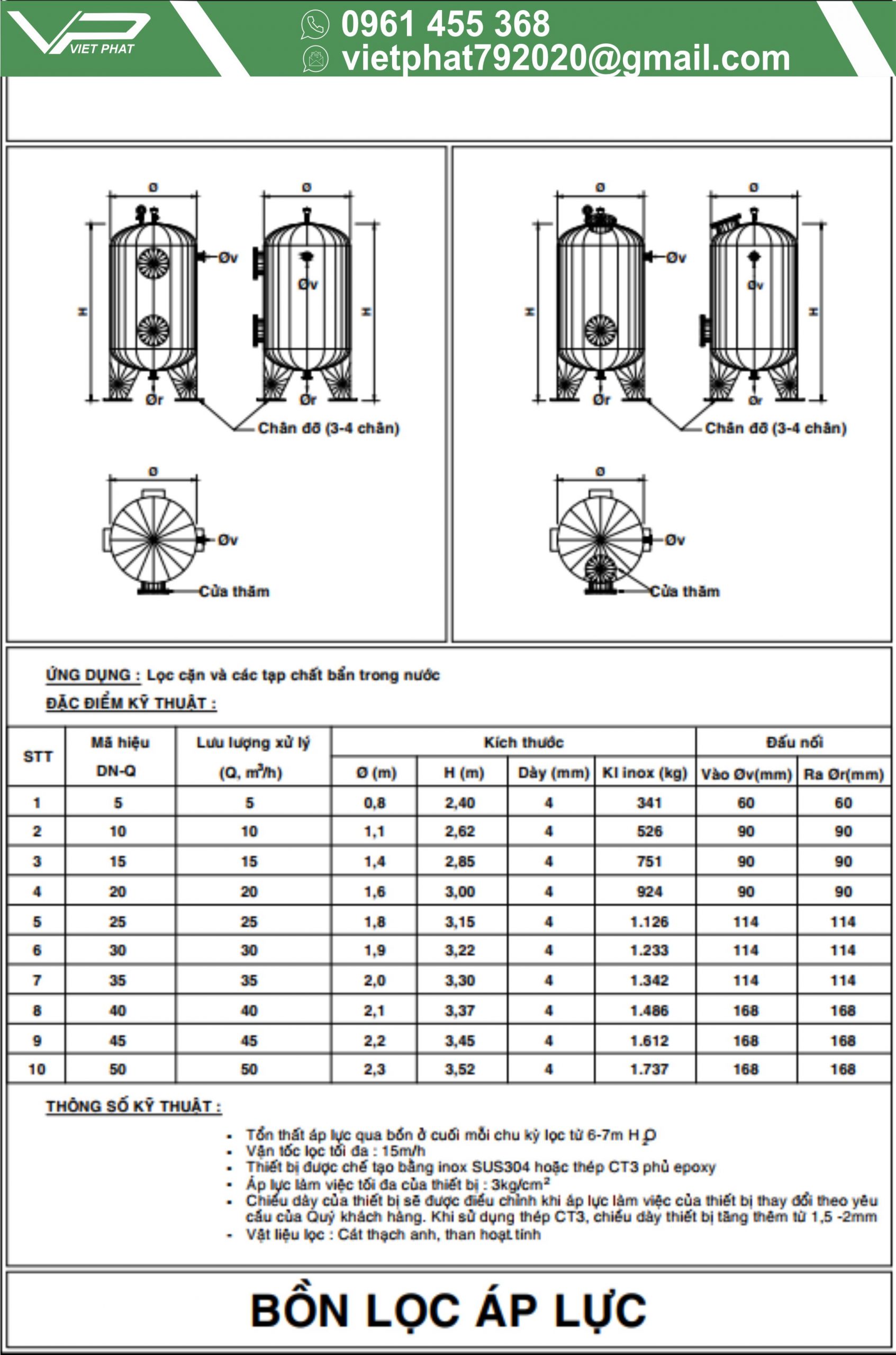 Bồn lọc cát áp lực